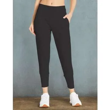 Danskin Women's Slim Tapered Joggers, Rich Black, Small