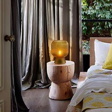 Battery Operated Lamp Timer, Cordless Table Lamps for Home Decor, Battery Powered Lamp with LED Bulb, Nightlight for Area No Plug, Ambient Lamps for Tabletop/Corner/Entryway/Stairway/Bathroom (Yellow)