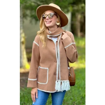 Angashion Wool Blend Jacket for Women - Stylish Cardigan