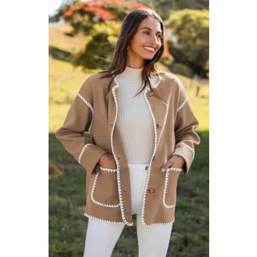 Angashion Wool Blend Jacket for Women - Stylish Cardigan