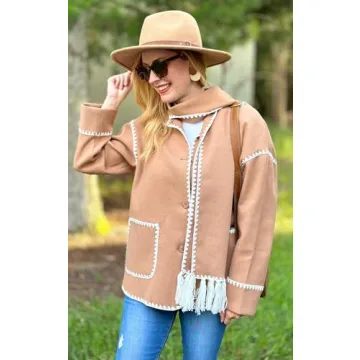 Angashion Wool Blend Jacket for Women - Stylish Cardigan