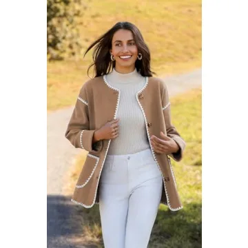 Angashion Wool Blend Jacket for Women - Stylish Cardigan