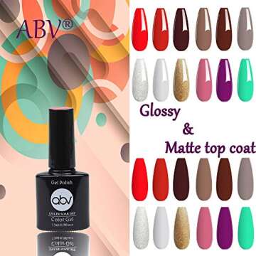 ABV Gel Nail Polish Kit with UV Light 48W LED Nail Lamp 12 Colors Gel Nail Polish Kit, Soak Off Base...