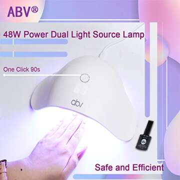 ABV Gel Nail Polish Kit with UV Light 48W LED Nail Lamp 12 Colors Gel Nail Polish Kit, Soak Off Base and Top Coat, Nail Tools, Nail Art Starter Kit Salon DIY Home Gift for Women