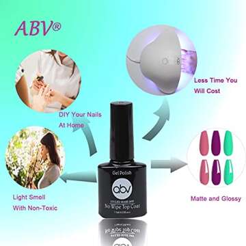 ABV Gel Nail Polish Kit with UV Light 48W LED Nail Lamp 12 Colors Gel Nail Polish Kit, Soak Off Base and Top Coat, Nail Tools, Nail Art Starter Kit Salon DIY Home Gift for Women
