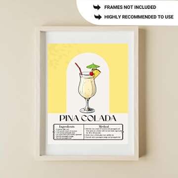 CHUNART Fruit Kitchen Decor: Set of 6 Fruit Art Prints and Vintage Botanical Fruit Wall Art for the Kitchen and Home Decorations (8”x10” UNFRAMED) (Vintage Cocktail)