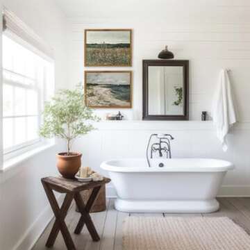 KBKBART Framed Canvas Print: Vintage Wildflower Landscape