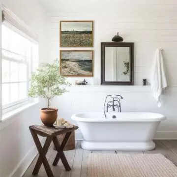 KBKBART Framed Canvas Print: Vintage Wildflower Landscape