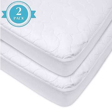 American Baby Company 2 Pack Waterproof Fitted Crib and Toddler Mattress Protector, Quilted and Nois...