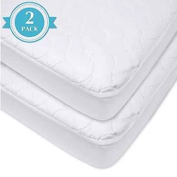 American Baby Company 2 Pack Waterproof Fitted Crib and Toddler Mattress Protector, Quilted and Nois...
