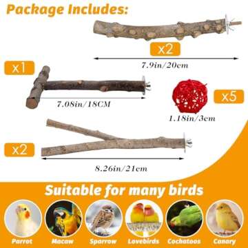 kathson 5pcs Natural Parrot Perch for Cage Wooden Bird Perches Grape Bird Stick Parakeet Climbing St...
