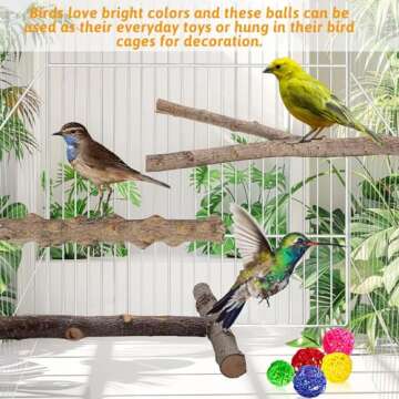 kathson 5pcs Natural Parrot Perch for Cage Wooden Bird Perches Grape Bird Stick Parakeet Climbing Standing Branches Toy Chewable Cage Accessories for Small Budgies Cockatiels Lovebirds Budgies