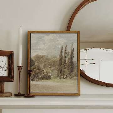 InSimSea Framed Canvas Prints Art Vintage Decor, Room Decor Kensington Gardens Classical Scenery Paintings Prints, Office Home Bedroom Bathroom Art Eclectic Decorations, 8"x10"