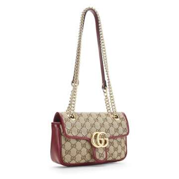 Gucci, Pre-Loved Red Original GG Canvas Marmont Matelassé Mini, Red