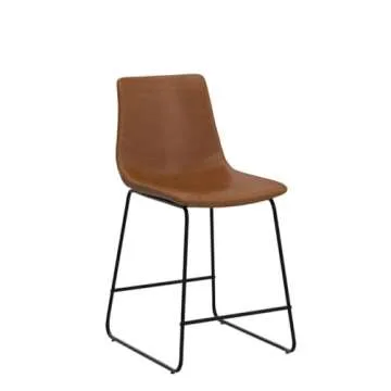 LUE BONA Modern Faux Leather Bar Stools Set of 2