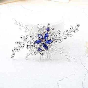 Olbye Wedding Hair Comb Blue Rhinestone Bridal Hair Accessories for Bride and Bridesmaids Wedding Ha...
