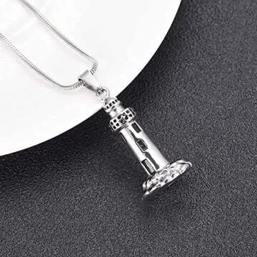 zeqingjw Lighthouse Urn Necklace for Cremation Ashes