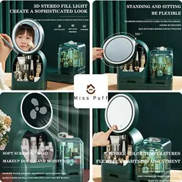 Miss Puff Makeup Organizer with LED Mirror and Fan