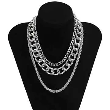 Aimimier 3Pcs Punk Chain Necklace Set for Women