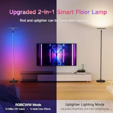 OUTON Smart Floor Lamp, 30W/3000LM Bright LED RGB Torchiere Floor Lamp, Works with Alexa Google Home...