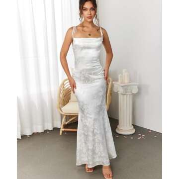 GLNEGE Women's Satin Bodycon Maxi Dress for Elegant Occasions