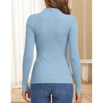 ATHMILE Women's Fall Long Sleeve Pullover Sweater Sky Blue
