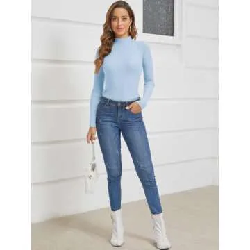 ATHMILE Women's Fall Long Sleeve Pullover Sweater Sky Blue