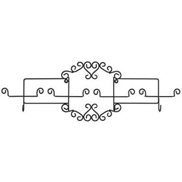 MyGift Vintage Scrollwork Black Metal Wire Tea Coffee Cup and Saucer Set Rack, Wall Mounted Decorative Display Shelf Holds Up to 4 Collectible Plates & Mugs