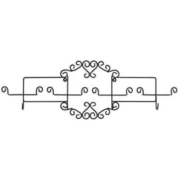 MyGift Vintage Scrollwork Black Metal Wire Tea Coffee Cup and Saucer Set Rack, Wall Mounted Decorative Display Shelf Holds Up to 4 Collectible Plates & Mugs