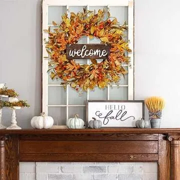 Sggvecsy 18’’ Fall Wreath for Door and Decor