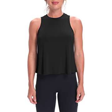 Mippo Cropped Tank Flowy Crop Top - Stylish Workout and Casual Wear for Women in Black
