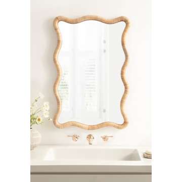 Kate and Laurel Rahfy Boho Rattan Wall Mirror 24x36