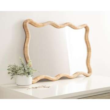 Kate and Laurel Rahfy Boho Rattan Wall Mirror 24x36