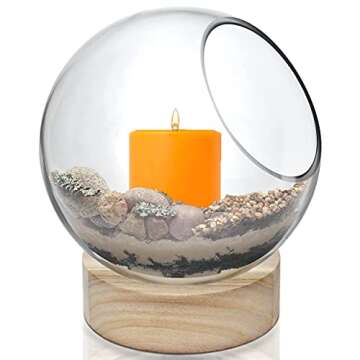 CYS EXCEL Terrarium Candle Holder Bubble Bowl with Base