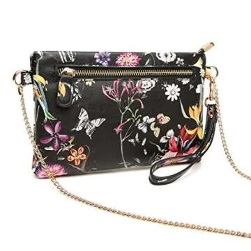 Chic Aitbags Mini PU Leather Wristlet Clutch - Floral Design