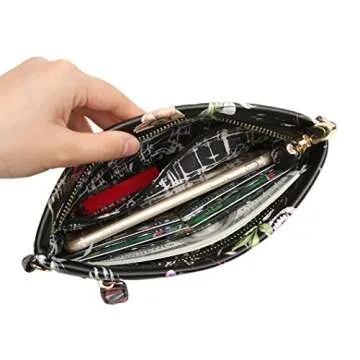 Chic Aitbags Mini PU Leather Wristlet Clutch - Floral Design