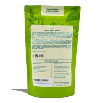 Worldwide Botanicals Organic Holy Basil Tea, 8oz - Tulsi Rama - Loose Leaf Premium Herbal Tea, 100% ...