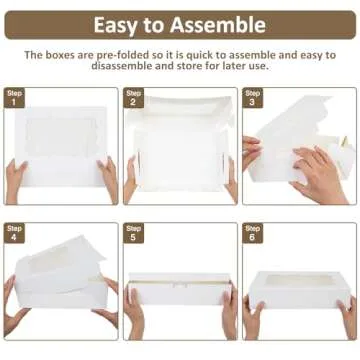 Moretoes 10pcs Cookie Boxes with Window, 12x8x2.5in White Bakery Boxes, Treat Boxes For Desserts, Pastries, Pies, Cakes, Muffins, Donut, Chocolate, Strawberry