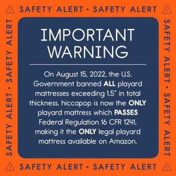 hiccapop Tri-fold Pack and Play Mattress Pad for Travel (38"x26"x1.5") with Carry Bag, Playard Mattr...