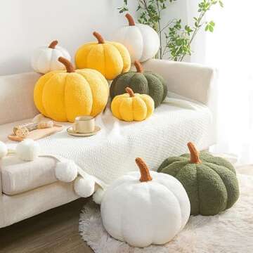 3D Pumpkin Throw Pillow Hugging, Fluffy Pumpkin Plush Pumpkin Stuffed Animal Toys, Pumpkin Pillow Sofa Cushion Pumpkin for Home Decor Halloween, Christmas or Birthday Party (Olive Green, 8 Inch)¡­
