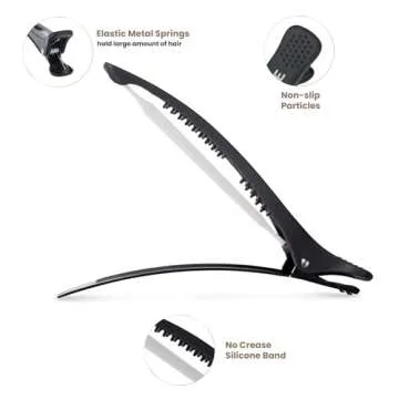 AIMIKE 6pcs Professional Hair Clips for Styling Sectioning, Non Slip Duck Billed with Silicone Band ...