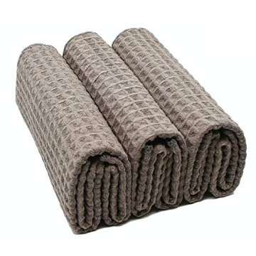 Auto Premium Microfiber Drying Towel Waffle Weave Car Cleaning Towels Auto Detailing Towels Super Absorbent Car Wash Towel Cleaning Cloth 16 Inch x 24 Inch 3 Pack (Gray)