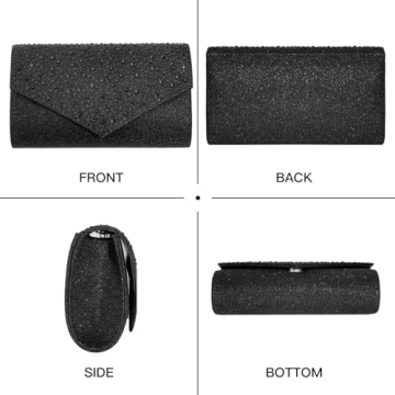 Stylish Black Rhinestone Evening Clutch for Women