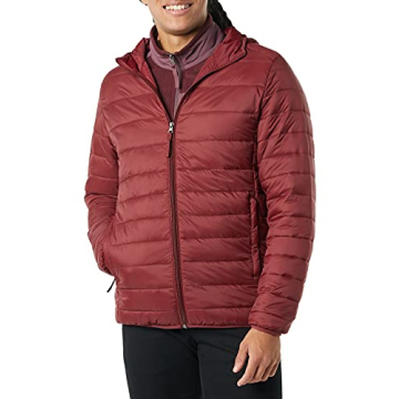 Amazon Essentials Men's Lightweight Water-Resistant Packable Hooded Puffer Jacket - Stylish, Warm, a...