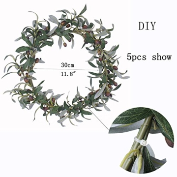 JAROWN Artificial Olive Branch Stems 5pcs 28 Inch