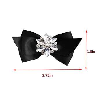 Polkar Shoe Clip Shoes Jewelry Decoration Crystal Shoe Buckle for Wedding party (Bow-Black)