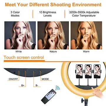 【MOUNTDOG 18" Ring Light Kit 55W Bluetooth LED Ringlight Lighting with Tripod Stand Dimmable 3200K/5500K YouTube Circle Lighting Ringlights for Makeup Video Photography Blogging Portrait】