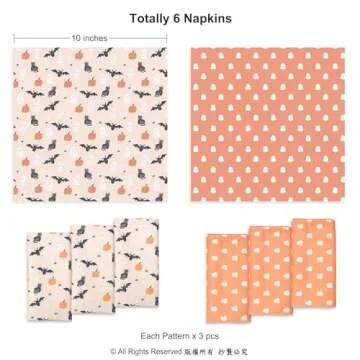 Cheerland Halloween Party Pastel Paper Plates Fabric Napkins And Cake Toppers Cute Pumpkin Ghost Black Cat Bat for Theme Birthday Halloween Party Decorations Supplies