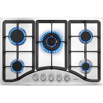 VEVOR 30-Inch Gas Cooktop - 5 Burner Stainless Steel Stove for RV & Home