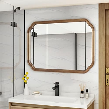 WallBeyond 20" x 30" Arch Mirror - Modern Wood Frame